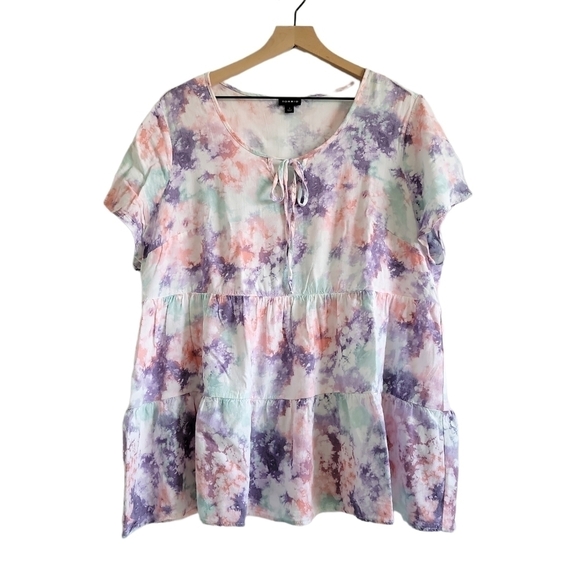 TORRID BABYDOLL RAYON SLUB TIE-FRONT TOP SIZE 1 - Picture 3 of 12